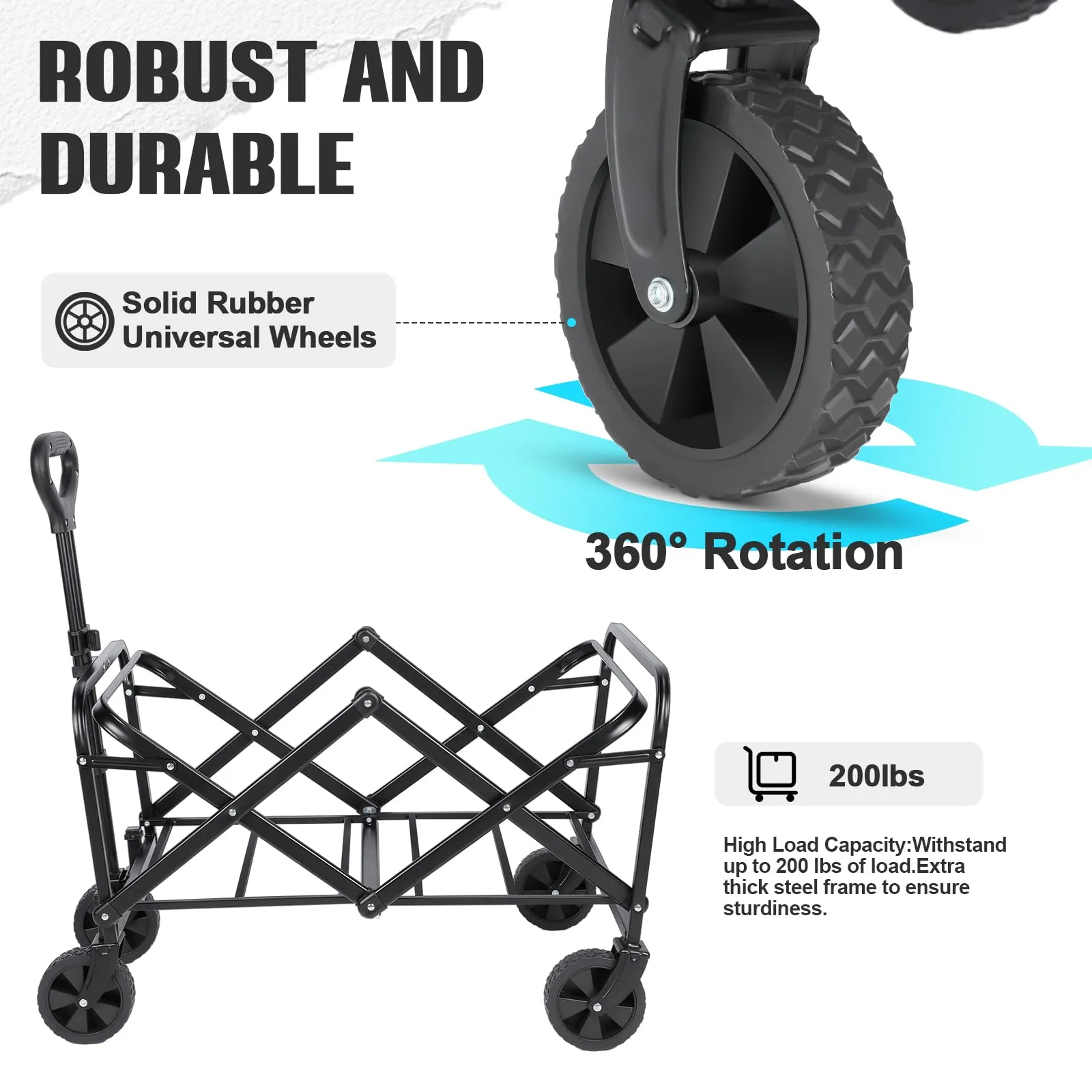 ZOMEYLPO Collapsible Wagon Cart Foldable,Wagon Carts with Wheels Folding,Utility Grocery Lounge Wagon for Sand Camping Sports Shopping Outdoor